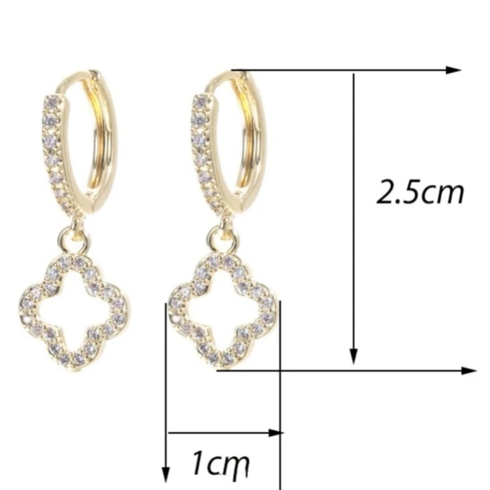 1pc Cubic Zirconia Flower Decor Drop Earrings Copper Jewelry - Picture 8 of 8